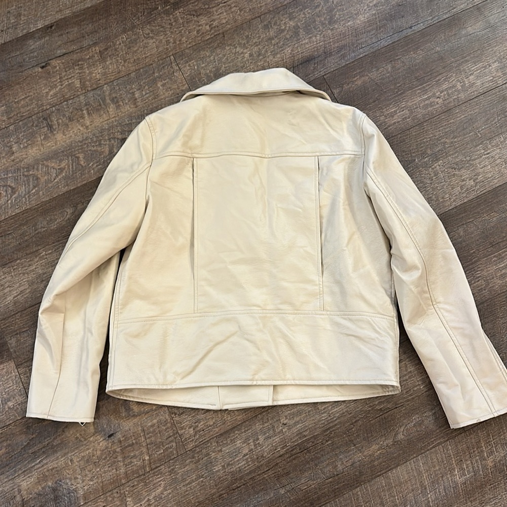 Elizabeth and James Ivory Cream Faux Leather Zip motto style jacket - Picture 10 of 12